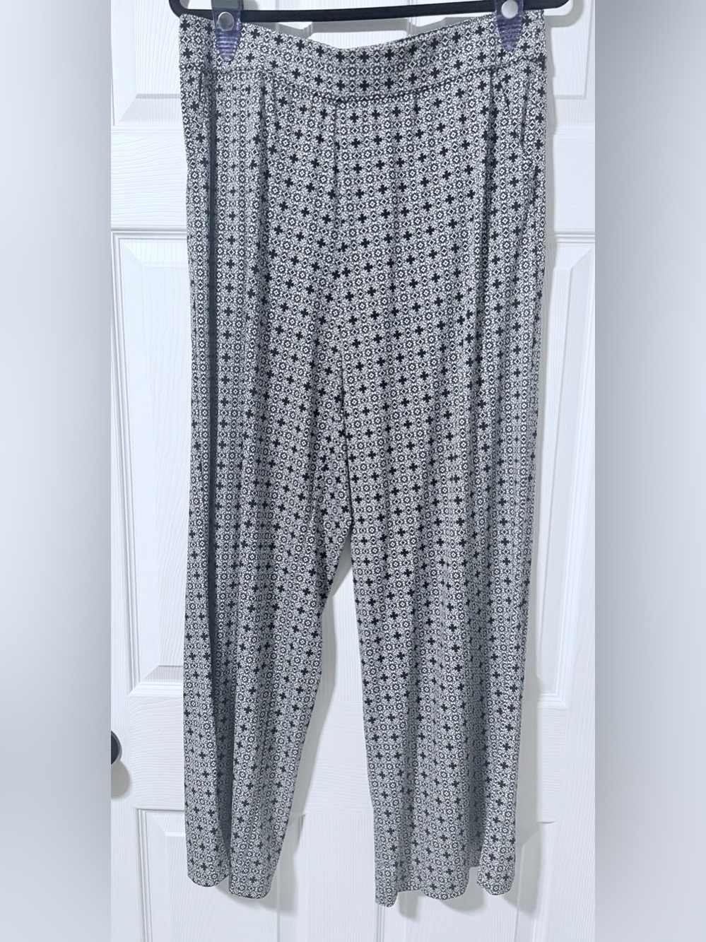 Lane Bryant Black & White Geometric Wide-Leg Pants